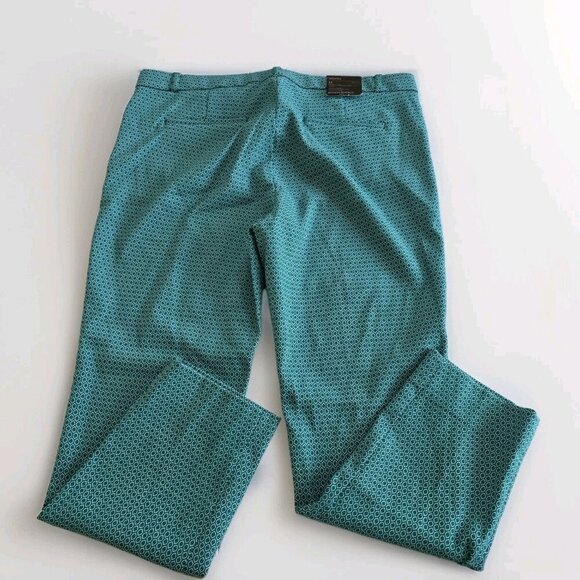 Banana Republic Pants Women 14 Green Geo Pockets Sloan Fit Stretch Ankle Office - Picture 14 of 16